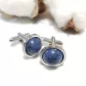 Bouton de manchette Nux en acier inoxydable argenté et lapis-lazuli pour homme