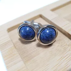 Bouton de manchette Nux en acier inoxydable argenté et lapis-lazuli pour homme