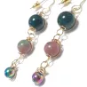 Boucles d'oreilles pendantes Giulia acier inoxydable doré et agate indien