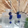 Boucles pendantes Lobelia avec des lapis-lazyli et acier inoxydable argenté