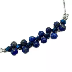 Collier Nono en acier inoxydable doré ou argenté fait à la main agate lapis-lazuli- topaze unakite