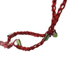 Collier crochet Amia rouge, double rang acier inoxydable et fil, fait à la main