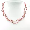 Collier crochet Amia rouge, double rang acier inoxydable et fil, fait à la main