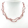 Collier crochet Amia rouge, double rang acier inoxydable et fil, fait à la main