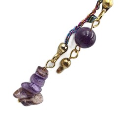 Collier crochet sautoir pierre naturelle améthyste et charoite