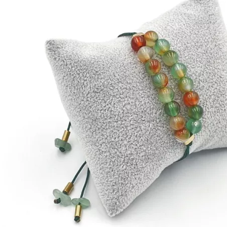 Bracelet cordon Quiscula, agate paon et aventurine