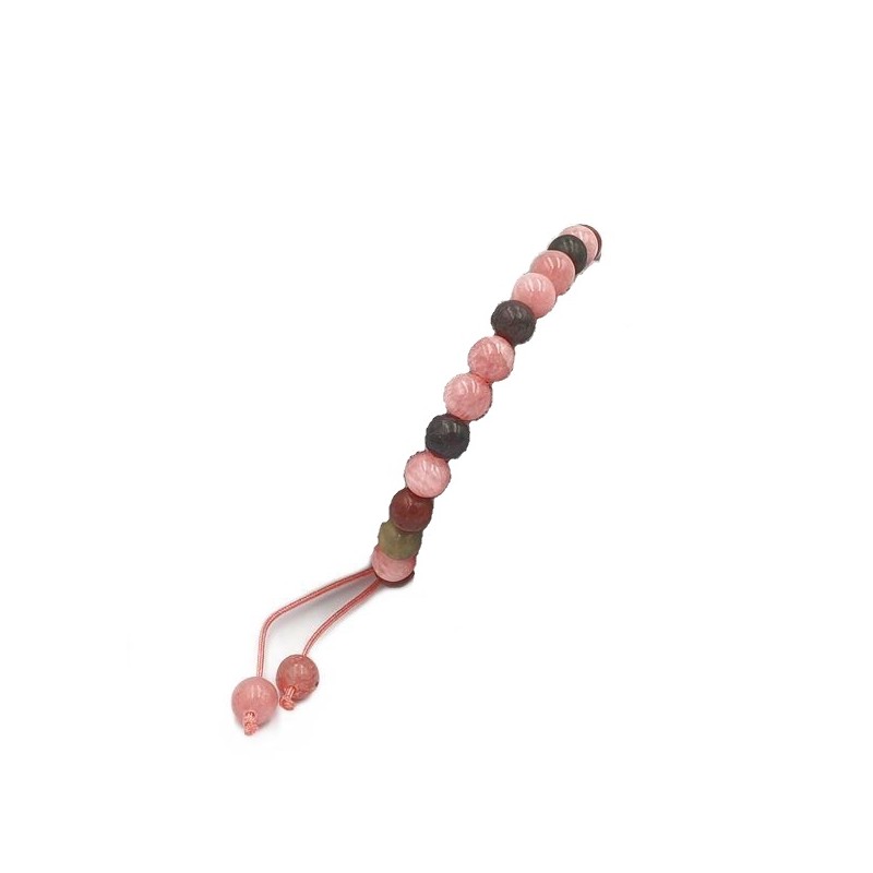 Bracelet cordon fil Lux, réglable, rhodochrosite et jaspe, pierres naturelles