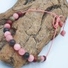 Bracelet cordon fil Lux, réglable, rhodochrosite et jaspe, pierres naturelles