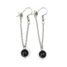 Boucles Hook pendantes, pierres naturelles, acier inoxydable argenté, onyx