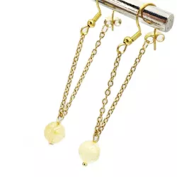 Boucles Hook pendantes, pierres naturelles, acier inoxydable doré, citrine