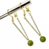 Boucles Hook pendantes, pierres naturelles, acier inoxydable doré, jade
