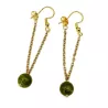 Boucles Hook pendantes, pierres naturelles, acier inoxydable doré, jade