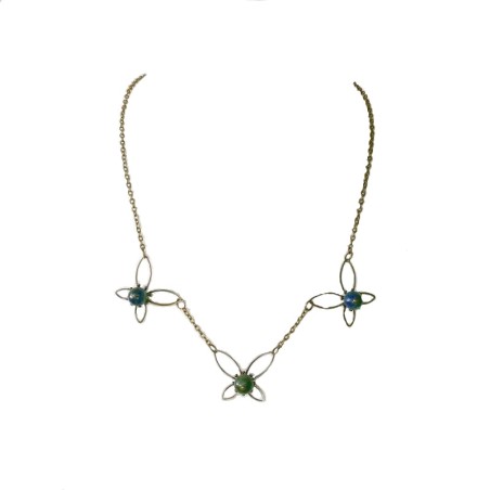 Collier fleurs, vintage et pierres naturelles phoenix