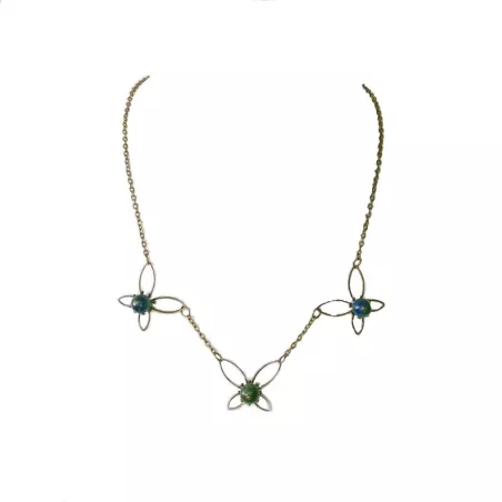 Collier fleurs, vintage et pierres naturelles phoenix