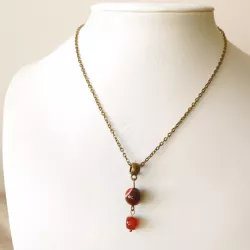 Collier Vintage Bronze – Agate & Tourmaline Rouge