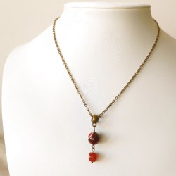 Collier Vintage Bronze - Agate & Tourmaline Rouge