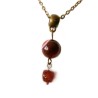 pendentif du Collier Vintage Bronze - Agate & Tourmaline Rouge