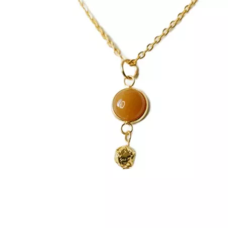 pendentif du Collier Pendentif Agate Orange & Hématite Dorée