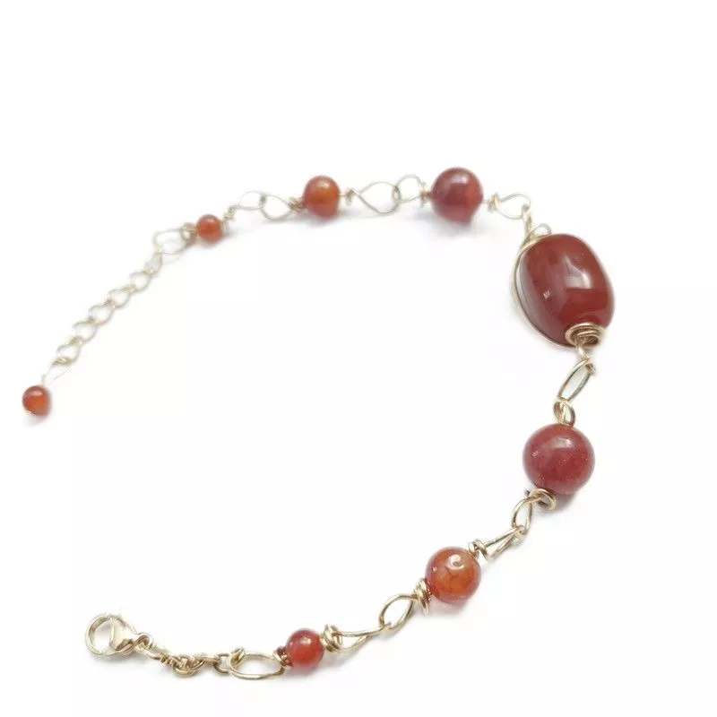 Bracelet Urarti en acier inoxydable doré et avec des agates