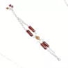 Bracelet Linum en acier inoxydable argenté, et pierres naturelles agate rouge et calcédoine