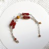 Bracelet Linum en acier inoxydable argenté, et pierres naturelles agate rouge et calcédoine