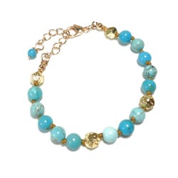 Bracelet Adhara turquoise hematite et acier inoxydable dore