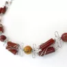 collier linum, tour de cou, agate rouge et calcédoine