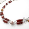 Le collier linum, tour de cou artisanal, agate rouge et calcédoine