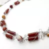 collier linum, tour de cou, agate rouge et calcédoine