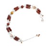 Le collier linum, tour de cou artisanal, agate rouge et calcédoine