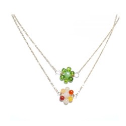 collier alysson en acier inoxydable et pierres naturelles forme fleurs