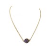 Collier cabochon agate violette, en acier inoxydable doré