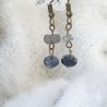 Boucles pendantes Vintage, labradorite et agate,