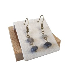 Boucles pendantes Vintage, labradorite et agate,