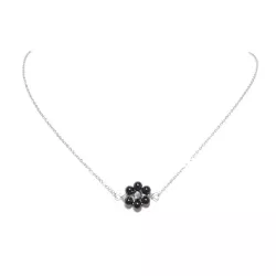 collier alysson en acier inoxydable argenté onyx forme fleurs