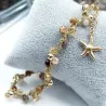 Bracelet de cheville Lola,, avec pierres naturelles, perle de verre et breloque en acier inoxydable étoile de mer