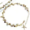 Bracelet de cheville Lola,, avec pierres naturelles, perle de verre et breloque en acier inoxydable étoile de mer