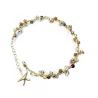 Bracelet de cheville Lola,, avec pierres naturelles, perle de verre et breloque en acier inoxydable étoile de mer