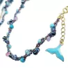 Bracelet de cheville Lola,, avec pierres naturelles, perle de verre et breloque en acier inoxydable queue de sirène