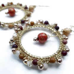 Boucles d’oreilles crochet Setaria – Calcédoine – vue 3