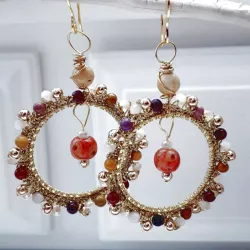 Boucles d’oreilles crochet Setaria – Calcédoine – vue 4