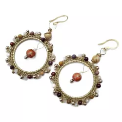 Boucles d’oreilles crochet Setaria – Calcédoine – vue 1