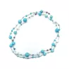 Collier crochet Setaria perle de verre, bois et pierres naturelles turquoise