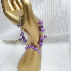 Bracelet réglable couleur "argent" et lilas