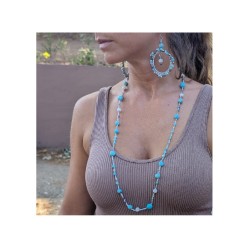 Collier crochet Setaria perle de verre, bois et pierres naturelles