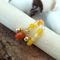 Bague Oceane avec pierres naturelles et acier inoxydable  doré agate