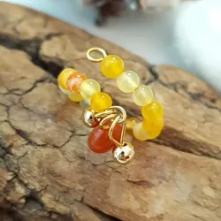 Bague Oceane avec pierres naturelles et acier inoxydable  doré agate