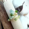 Bague Oceane avec pierres naturelles et acier inoxydable  doré jade