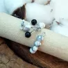 Bague Oceane avec pierres naturelles et acier inoxydable argenté howlite