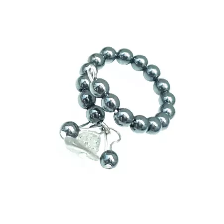 Bague Oceane avec pierres naturelles et acier inoxydable argenté hématite